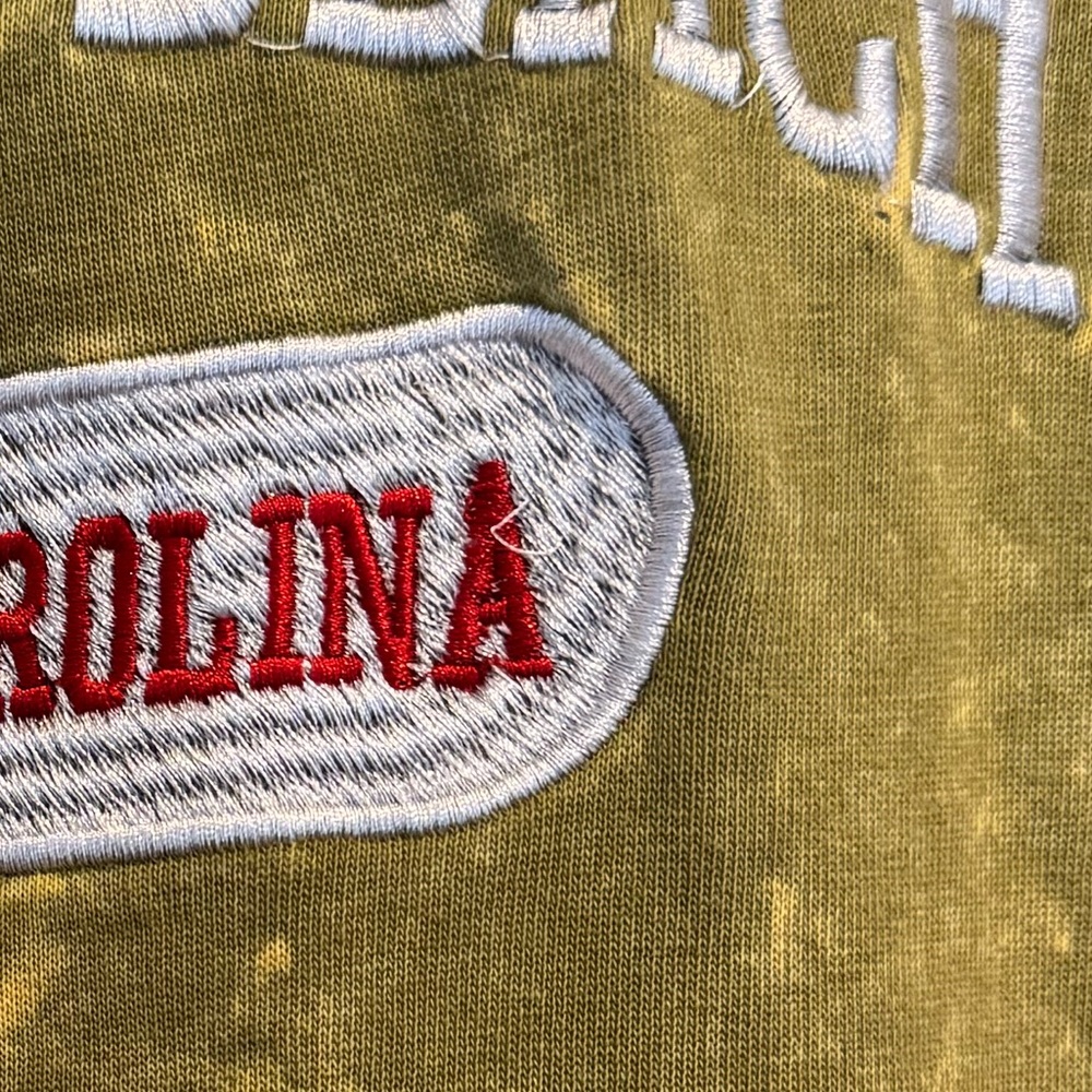 Myrtle Beach South Carolina Olive Green Mustard Acid Wash Hoodie Vacation Size L - Picture 6 of 6